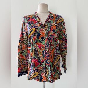 Vera Bradley Retired/Vintage Venetian Paisley Long Sleeve Pajama Top